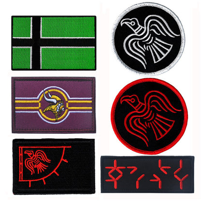 Viking Flag Epaulet Embroidery Velcro Label