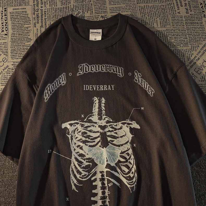 Aesthetic Gothic Skull Print Top