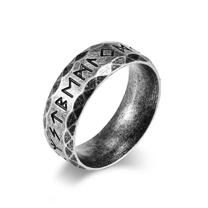 Mens Fashion Vintage Viking Text Titanium Ring
