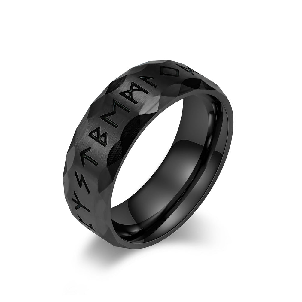 Mens Fashion Vintage Viking Text Titanium Ring