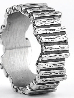 Titanium Steel Viking Vertical Texture Ring