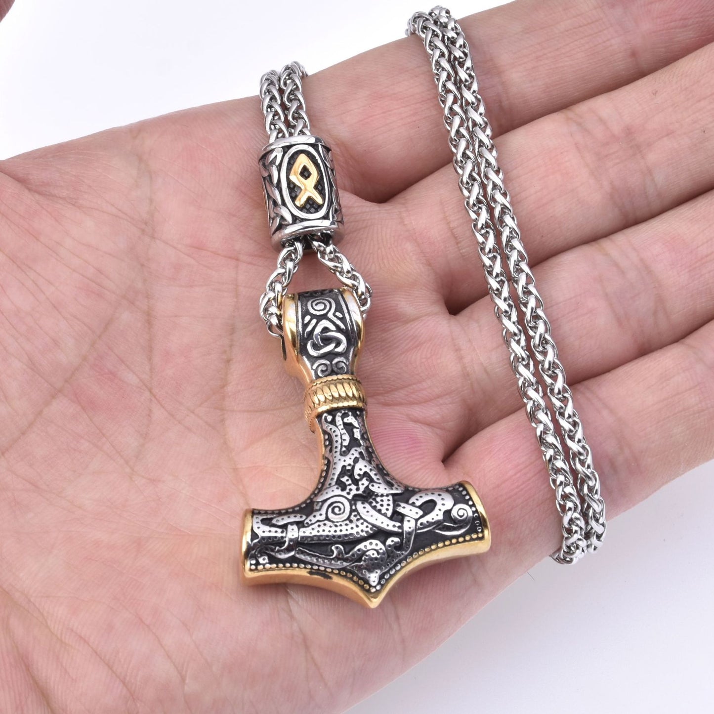 Stainless Steel Viking Impactor Pendant Necklace