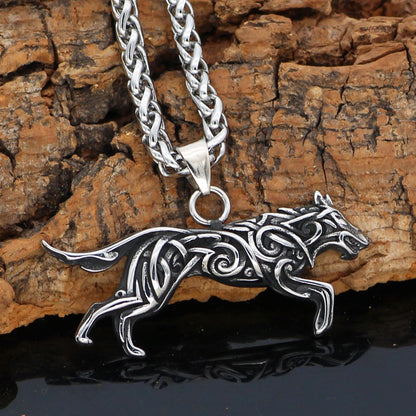 Wolf Stainless Steel Viking Pendant Necklace