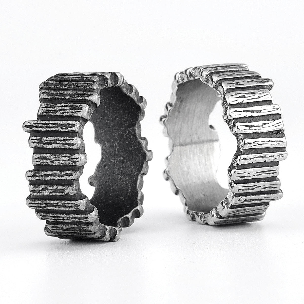 Titanium Steel Viking Vertical Texture Ring