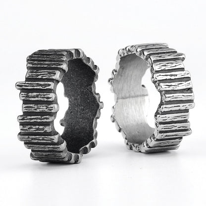 Titanium Steel Viking Vertical Texture Ring