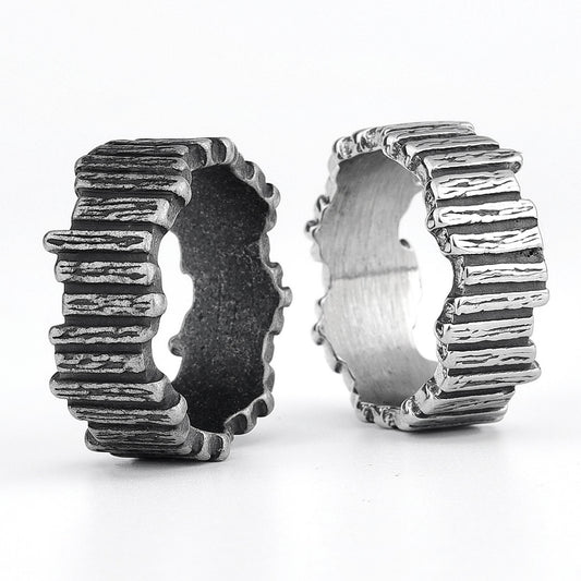 Titanium Steel Viking Vertical Texture Ring