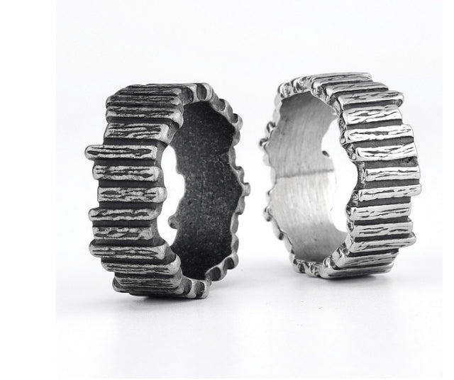 Titanium Steel Viking Vertical Texture Ring