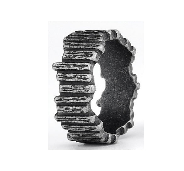Titanium Steel Viking Vertical Texture Ring